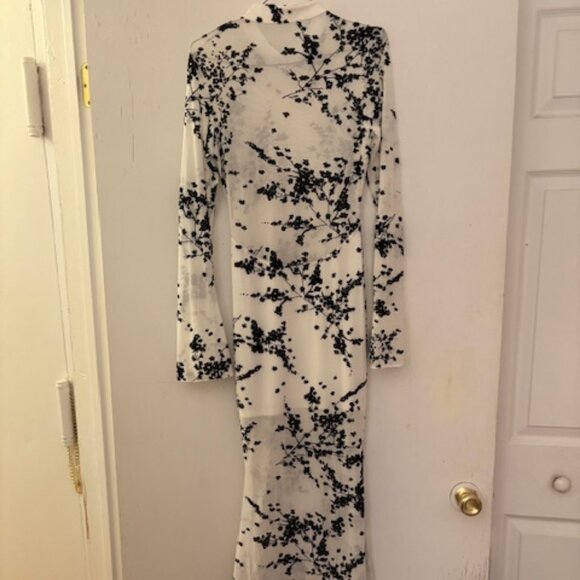 Fashion Nova Floral Print Mesh Mock Neck Maxi Dress, Sz L, NWOT - Picture 11 of 13